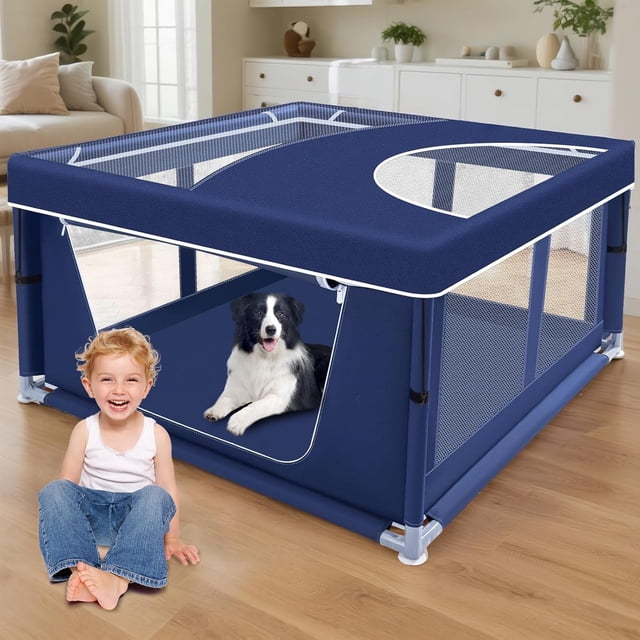 Parque Infantil para Perros, 42 X 42 X 25.6 Pulgadas, Portatil Parque para Mascotas, Con Puerta, Durable Parque para Perros de Diseño Transpirable para Medianas y Pequeños Mascota