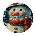 thumbnail image 4 of Sheronv Snowman Hat Scarf Round Table Cover | Stain Resistant, Washable | Indoor, Outdoor Tablecloth for Kitchen, Dining, Wedding, Parties | 100% Polyester Fiber | Christmas Theme 31"-35, 4 of 8