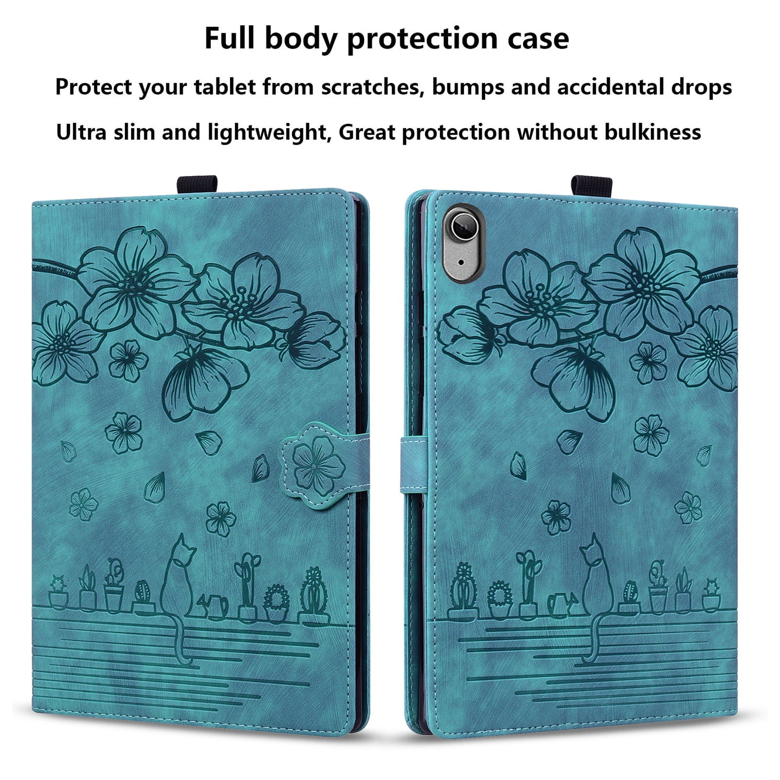 Allytechgroup Flip Case for Apple iPad (A16) 11th Gen 11" 2025/ iPad 10th Gen 10.9" 2022, Stylish Blossom PU Leather Auto Sleep Wake Protective Pencil Holder Shockproof Case for iPad 11/ iPad 10,Blue
