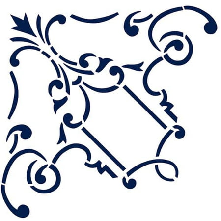 - Filagree Corner Medallion Wall Stencil SKU #2732R by Designer Stencils