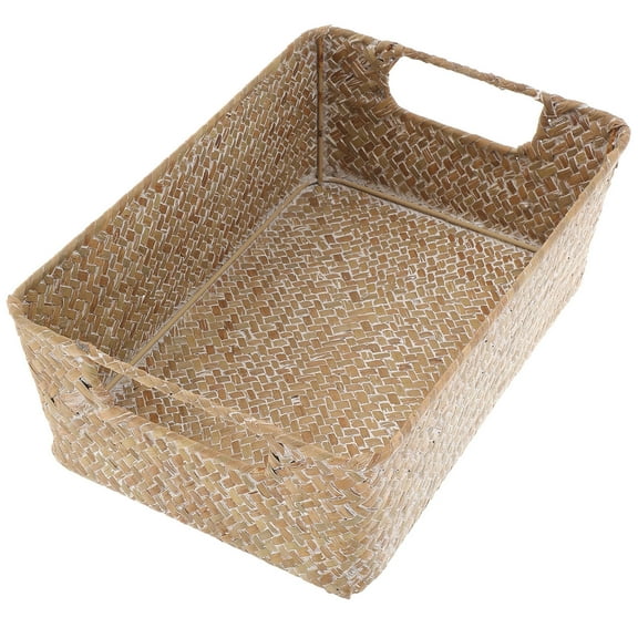 Toyvian Natural Woven Wicker Storage Basket for Kitchen Use Home Decor Fruit and Snack Container