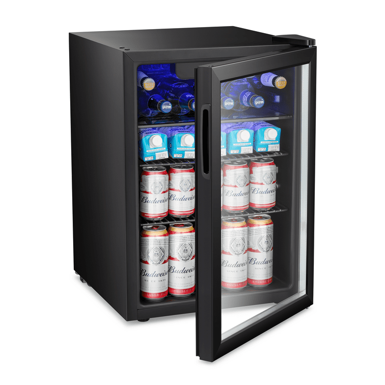 LHRIVER 85 Can Beverage Refrigerator Cooler with Double Glass Door Air Cooled Frost Free Touch Control Buttons for Home Office Bar Walmart