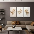 thumbnail image 4 of 3 Piece Wall Art Canvas Gold Flower Picture Minimalist Floral Poster Modern Artwork Print on Canvas, Framed for Living Room Bedroom Office, 12"x16"x3 Panels, 4 of 7