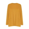 thumbnail image 4 of Royisotas Yellow Tops for Women Plus Size Tshirt Long Sleeve Solid Color Fall and Winter Casual Women Blouses Plus Size Crew Neck Pocket T Shirts, 4 of 5