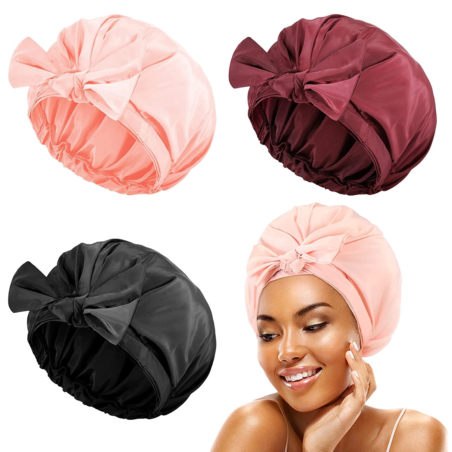 3 Pieces Shower Cap for Women Hair Caps 