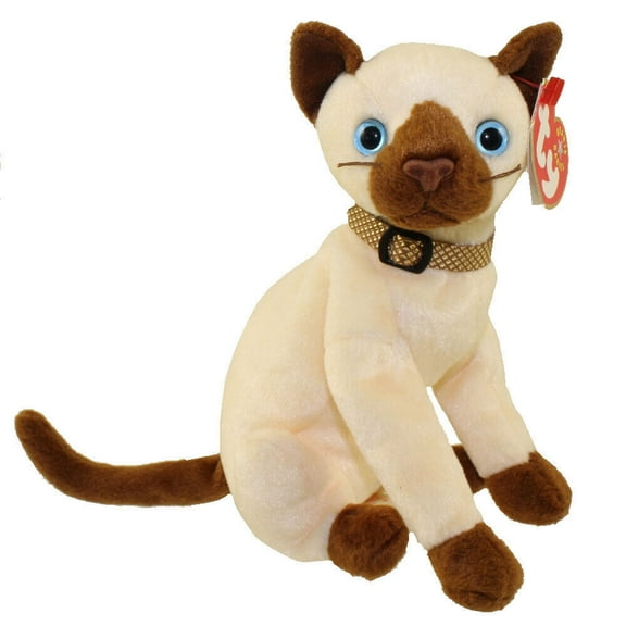 TY Beanie Baby - SIAM the Siamese Cat (7" Plush) (BONUS ONE RANDOM TY ERASER)