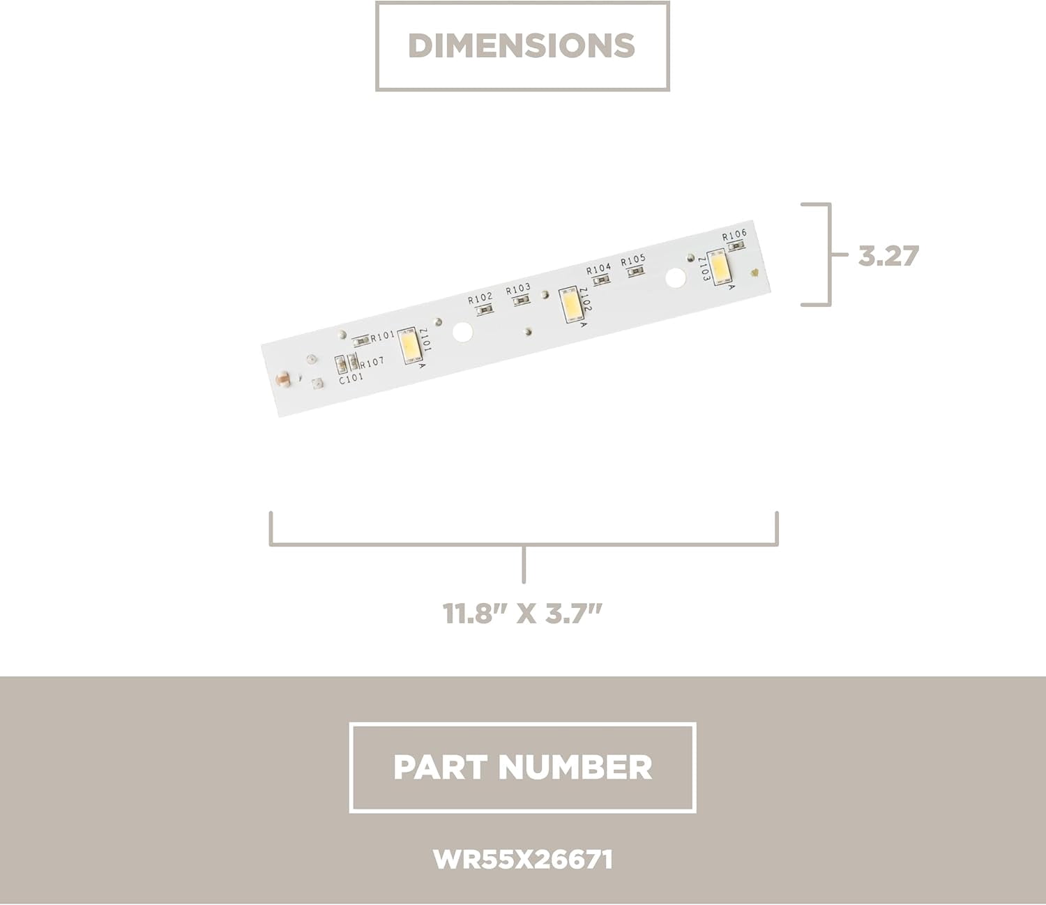 GE WR55X26671 Refrigerator Light Board Genuine Original Equipment Manufacturer (OEM) Part