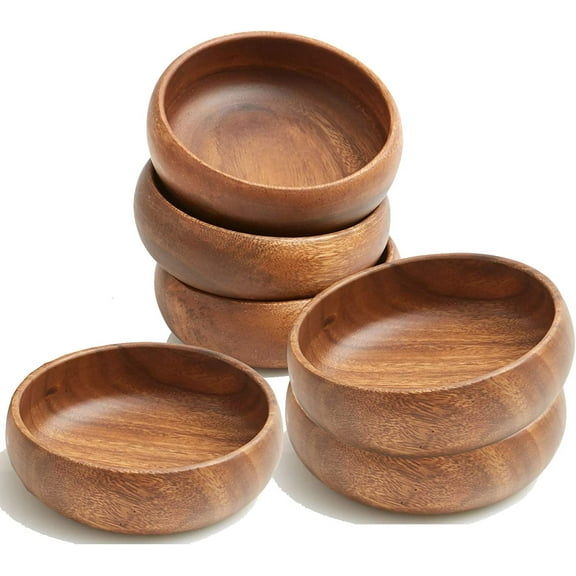 Woodard & Charles Acacia Wood Snack Serving Bowl, 6" x 2" (Set of 6)