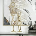 thumbnail image 2 of 28", 19"H Gold Aluminum Metal Stacked Geometric Rings Abstract Sculpture with Marble Bases, by DecMode (2 Count), 2 of 11