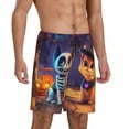 thumbnail image 6 of Mens Pajama Shorts, Halloween Cat and Dog Skeleton Sleep Shorts Men Pajama Bottoms Lounge PJ Shorts with Pockets, 6 of 6