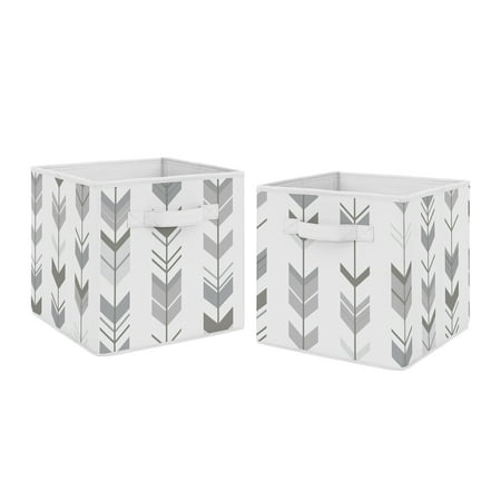 UPC: 0846480066187 | Mod Arrow Grey and White Collection Foldable Fabric Storage Bins – Set of 2