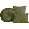 thumbnail image 4 of Chezmoi Collection Sydney 7-Piece Pinch Pleat Comforter Set, Lightweight Pintuck Bedding for All Season, Queen, Olive, 4 of 7