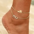 thumbnail image 5 of Uinagy Women's Beach 26 Letters Love Double Layer Anklet Gold, 5 of 5