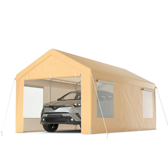 Gymax 10x20 ft Heavy-Duty Steel Carport Car Canopy Shelter Sidewalls Tent Garage
