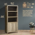 thumbnail image 2 of ARKANTOS 5 Shelf Bookcase with Doors Adjustable Shelf and Storage Cabinet Coastal Oak, 2 of 6