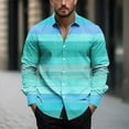thumbnail image 2 of Polo Shirts for Men Slim Fit Button Down Long Sleeve Color Block Stripes Lapel Dress Shirts, 2 of 5
