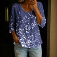 thumbnail image 2 of Womens Tops Boho Summer Cotton-Linen Classic Teacher Clothes Water Resistant Dressy Casual Boho Short Sleeve Shirts, Navy,XL, 2 of 6