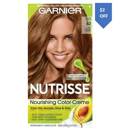 Garnier Nutrisse Nourishing Hair Color Creme (Browns), 63 Light Golden Brown (Brown Sugar), 1 (Best Natural Hair Colour For Grey Hair)