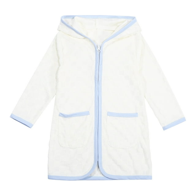 TZEWGL Swim Cover Up Zip Up Hooded Bathrobe For Girl Long Sleeve Coverup Beach Towel Robe For Newborns size 4-5T