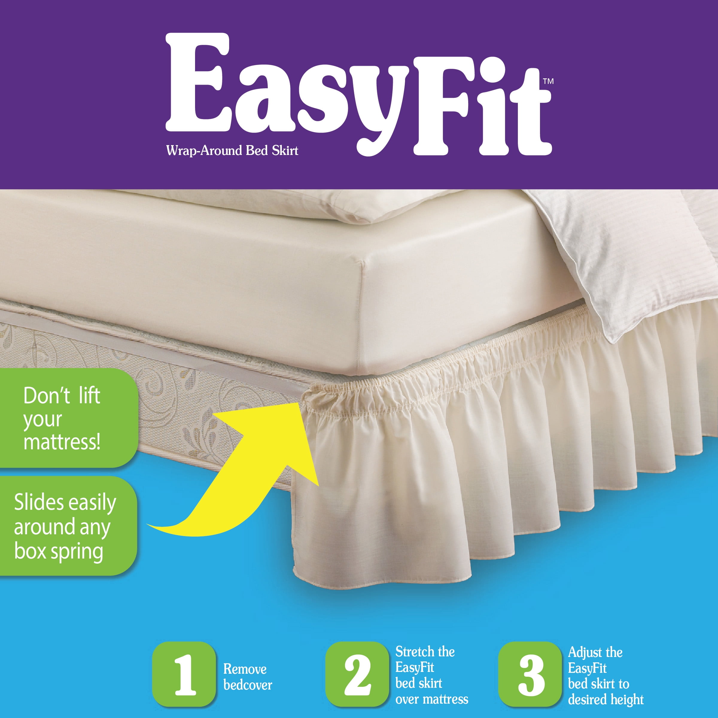 Easy Fit Adjustable Baratta Stitch Embroidered Bed Skirt
