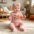 thumbnail image 2 of 3-6 Months Infant Jumpsuit Baby Girl Outfit Cutest Pumpkin Long Sleeve Romper Jumpsuit Girl Outfits Clothes,Red Jumpsuit, 2 of 6