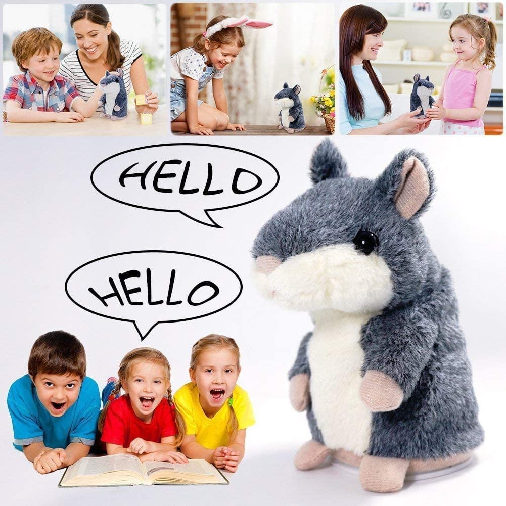 Trianu Toddler Toys Talking Hamster Repeats What You Say Baby Toys Retro Toys for Kids Fun Toys Birthday Gift for Kids Toys for 3+ Year Old Girls Boys Gifts, Gray