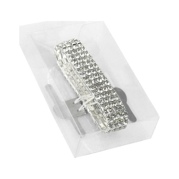 Corsage Wristlet with Rhinestone Band, 1/2-Inch, Silver