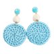 thumbnail image 1 of Pendientes redondos de rafia Boho para mujer, pendientes colgantes redondos de rafia individuales - joyería de resort de playa de verano, 1 of 5
