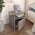 thumbnail image 2 of JJUN Farmhouse Nightstand with Charging Station, Rustic End Table Bedroom with Storage Living Room Side Table Grey Night Stand Industrial Bedside Bed Table with USB Ports and Outlets, 2 of 8