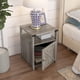 thumbnail image 2 of JJUN Farmhouse Nightstand with Charging Station, Rustic End Table Bedroom with Storage Living Room Side Table Grey Night Stand Industrial Bedside Bed Table with USB Ports and Outlets, 2 of 8