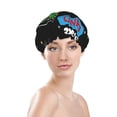 thumbnail image 3 of Disketp Space Dino Cartoon Black Shower Caps,Reusable Shower Cap For Women, Double Layer Waterproof Hair Cap, Large Size For All Hair Lengths,For Girls Spa Home Salon Use, 3 of 9