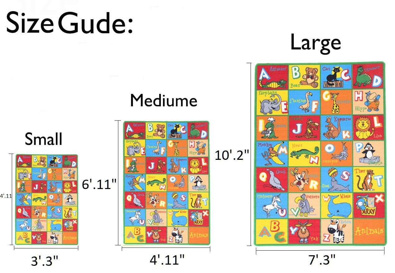 HR-Kids Rugs for Playroom Bedroom 3x5 Boys Girls Childrens Room Dcor Fun ABC Alphabet Animals Interactive Gift for HR-Kids Boys Girls Educational Learning Mat Carpet for Nursery School Playroom