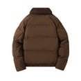 thumbnail image 3 of ZUKMRJPC Men's Winter Coats Full Zipper Turndown Collar Warm Padded Jacket Solid Color Casual Loose Fit Bread Coats with Pocket for Cold Weather, 3 of 5