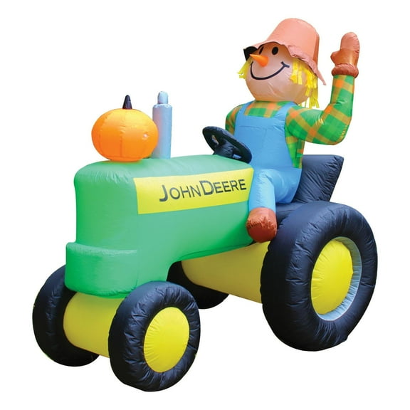 John Deere 6 Foot Halloween Inflatable Fall Tractor with Scarecrow 97090