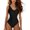 Z-Black19, variant on Women's One-Piece Swimsuit Slim Fit Bathing Suit Deep V Neck Color Block Lace Up Open Back Versatile Female Swimwear
