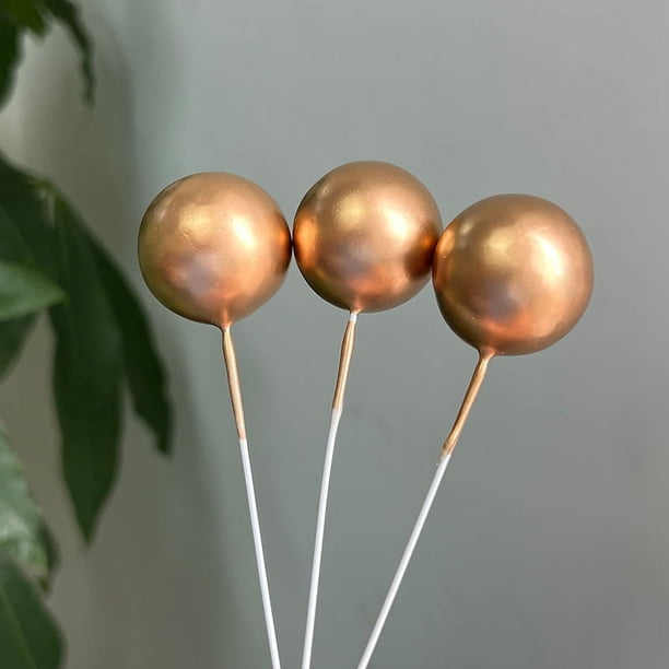 Adornos decorativos para tartas con forma de bola dorada, bola plateada, bola morada, bola blanca, bola azul, polvo y bola negra