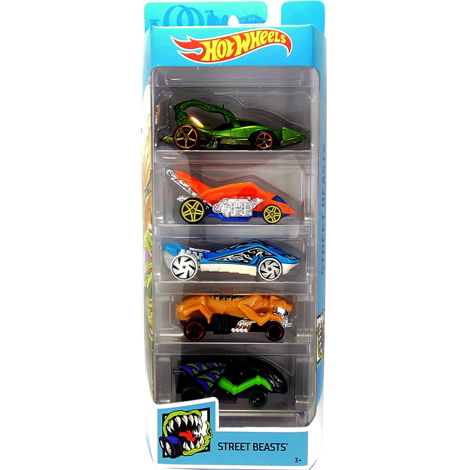 Hot Wheels FYL10 Street Beasts, Die Cast 164 Ratio, 5 Piece Toy Car
