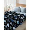 thumbnail image 5 of King Flat Sheet Only Farm Thanksgiving Blue Pumpkin Soft Microfiber Cooling Bedding Sheets Maple Leaves on Black Flat Bed Sheet for Hotel,Home Decor, 5 of 9