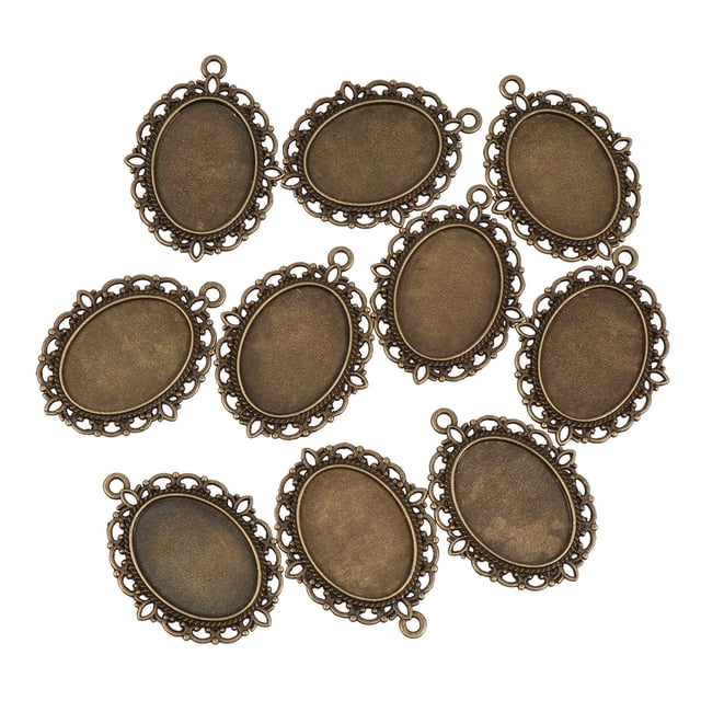 EeaseMX 10 piezas de bronce antiguo ovalado de metal estampado en blanco, base de colgante, dijes de aleación DIY, soporte inferior, accesorios de joyería