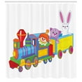 thumbnail image 3 of Ambesonne Cartoon Shower Curtain, Clown Cat Bunny Train, 69"Wx84"L, Multicolor, 3 of 3