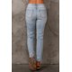 thumbnail image 1 of ABPHQTO Vaqueros azul cielo rasgados de cintura media para mujer, 1 of 5