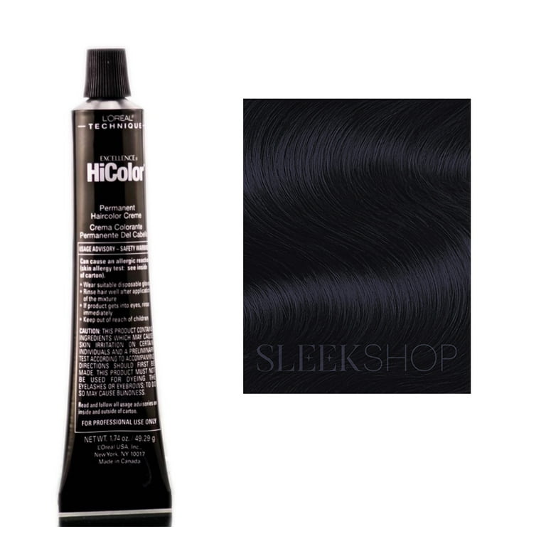 H21 - Black Onyx , L'oreal Technique- Excellence HiColor- Violets, hair  scalp beauty - Pack of 1 w/ Sleek Teasing Comb 