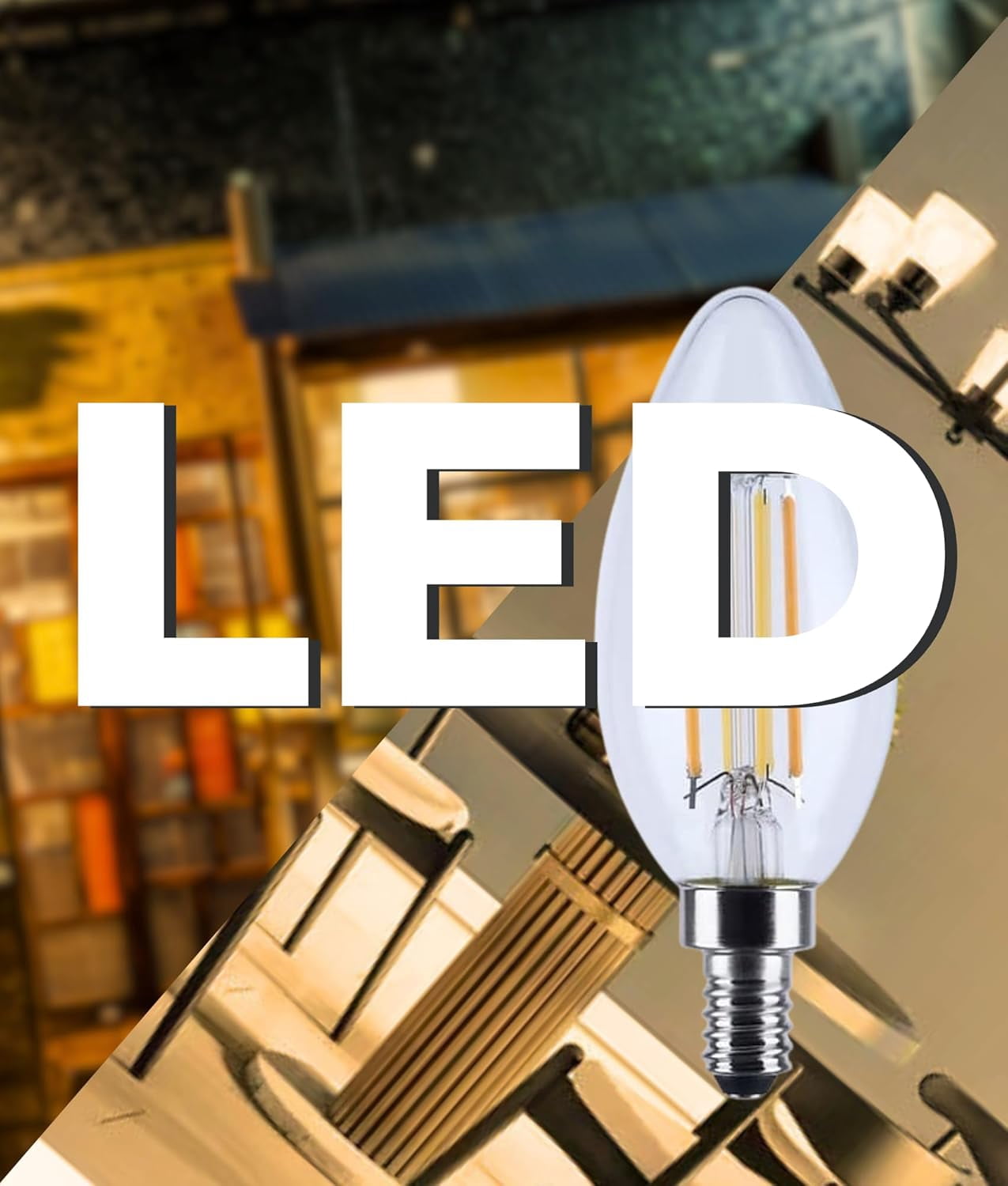Satco S12157 LED B11 Light Bulbs 4.5W 120V 3000K E12 Candelabra Base Dimmable WET Location (6 Pack)