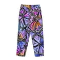 thumbnail image 5 of Naloa Watercolor Butterflies Print Women’s Ultra-Soft Comfy Pajama Lounge Pants with Pockets & Drawstring, 5 of 8