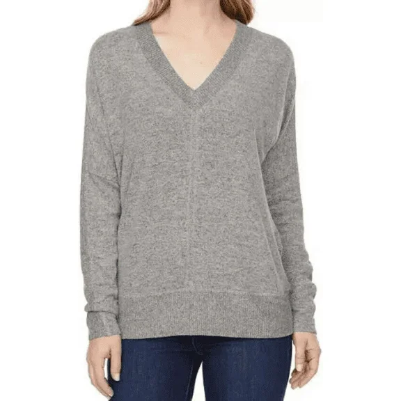 Buffalo David Bitton Women's Super Soft Cozy V-Neck Long Sleeve Top M Gray
