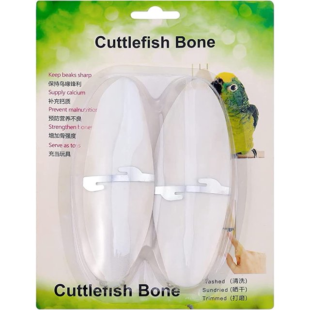 2Pcs Birds Cuttlefish Bone Chew Toys Parrot Cuttlefish Bone with Metal Holder Natural Cuttlebone for Reptiles Tortoises Snails Budgies Cockatiels