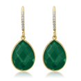 thumbnail image 2 of Gem Stone King 13.00 Ct Green Onyx 16x12mm Pear Shape 18K Yellow Gold Plated Silver Dangle Earrings, 2 of 4