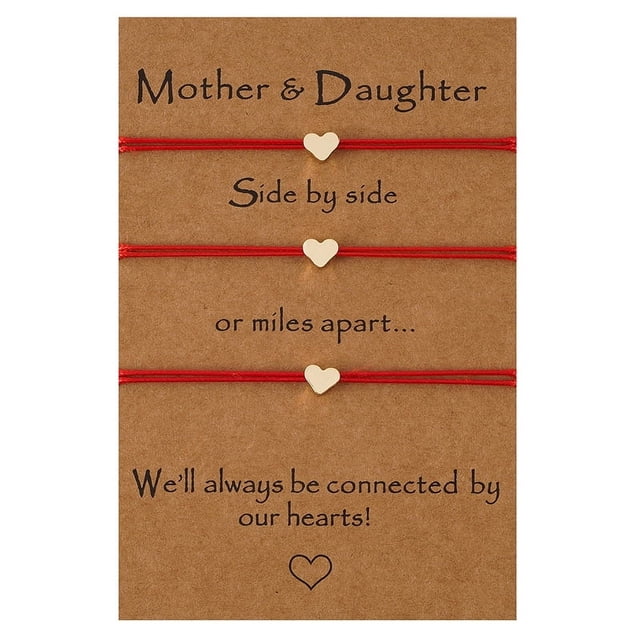 Pulsera de amor Pulsera creativa sencilla con forma de corazón ajustable con tarjeta para el Día de la Madre