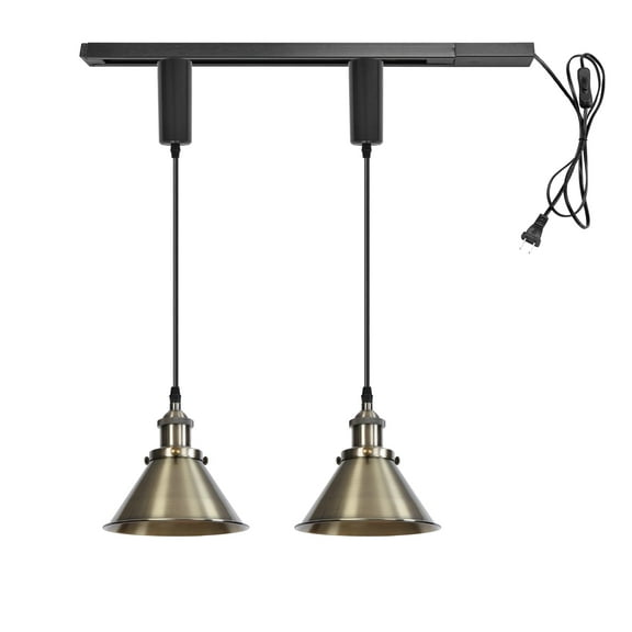 KAYYELAMP 1x Plug in Cable Track Rail, 2X Adjustable Cord Bronze Track Lighting Fixtures E26 Base H-Type Vintage Design for Kitchen Loft(No Bulb)