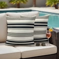 thumbnail image 4 of Black Grey Striped Outdoor Waterproof Pillow Covers, Farmhouse Vintage Stripe Decorative Square Throw Pillowcase Sofa Cushion Sham for Patio/Couch/Chair, 26"x26" 2 Pack, 4 of 8